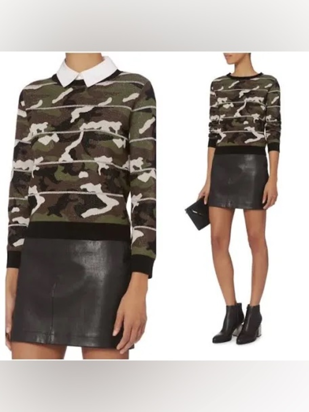 Veronica Beard Alpha camo jacquard sweater Size M